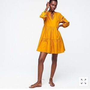 J. Crew tiered popover dress. NWOT. Yellow/gold.